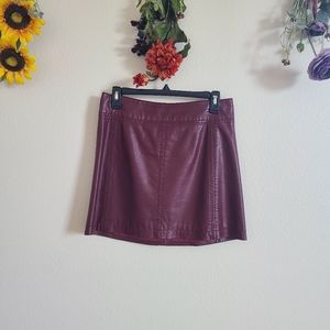 Burgundy faux leather miniskirt, size 6
